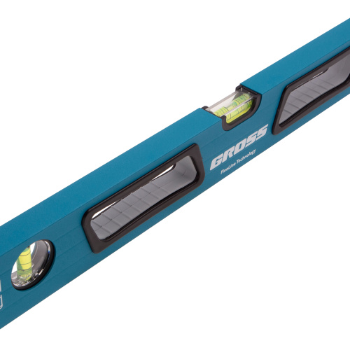 Уровень алюминиевый, 600 мм, усиленный с ударопрочными заглушками, рукоятки, 3 глазка Gross по ценам производителя в Краснодаре с доставкой по всей России