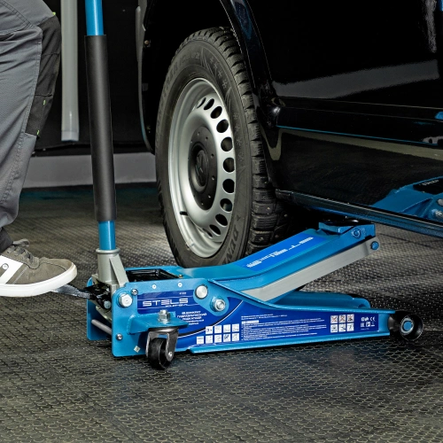 Домкрат гидравлический подкатной 3 т, быстрый подъем, Low profile quick lift, 75-505 мм, профессиональный STELS по ценам производителя в Краснодаре с доставкой по всей России