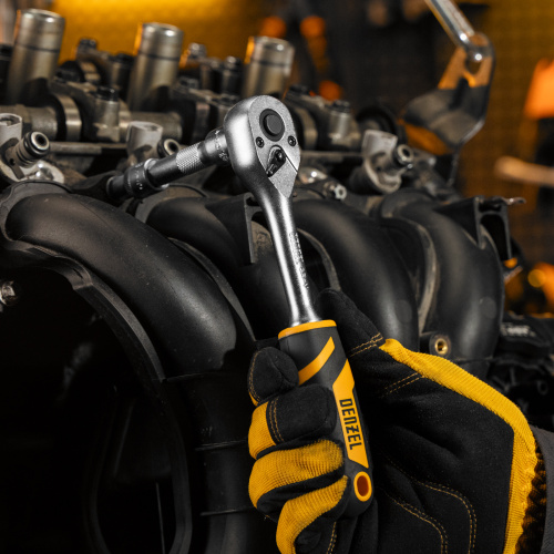 Ключ-трещотка 3/8", 90 зубьев, с быстрым сбросом, CrV Denzel по ценам производителя в Краснодаре с доставкой по всей России