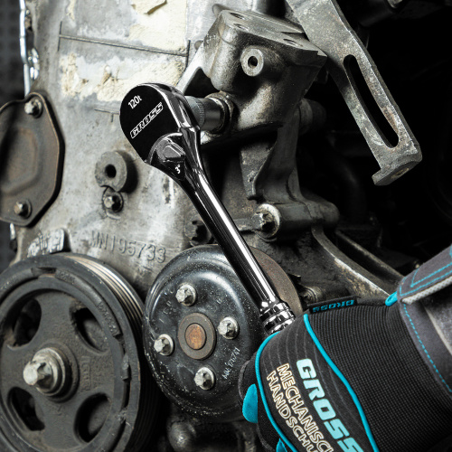 Ключ-трещотка 1/2", CrV, 120 зубьев, цельнометаллический, хром Gross по ценам производителя в Краснодаре с доставкой по всей России