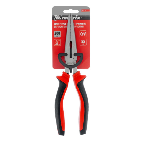 Длинногубцы прямые, 200 мм, хром-ванадий, двухкомпонентные рукоятки Matrix по ценам производителя в Краснодаре с доставкой по всей России