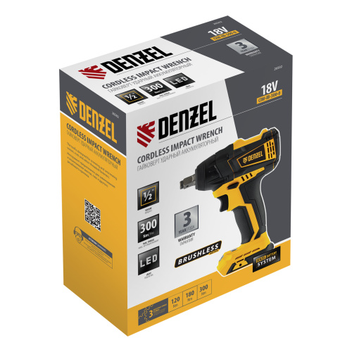 Гайковерт ударный аккумуляторный бесщет CIW-IB-300-0, Li-ion, 18В, 300Нм Denzel по ценам производителя в Краснодаре с доставкой по всей России