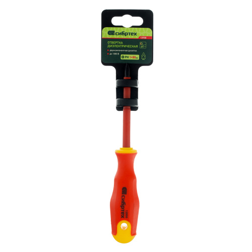Отвертка диэлектрическая PH1 х 80 мм, CrV, до 1000 В, двухкомпонентная рукоятка Сибртех по ценам производителя в Краснодаре с доставкой по всей России