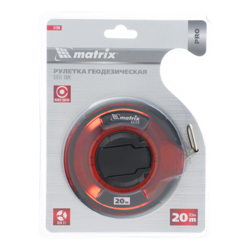 Рулетка геодезическая 20 м х 12,5 мм, закрытый корпус, стальная лента, односторонняя шкала, Pro Matrix по ценам производителя в Краснодаре с доставкой по всей России