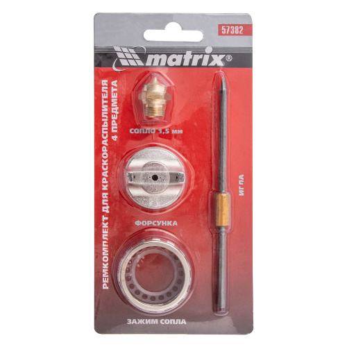 Ремкомплект для краскораспылителя 4 предмета : сопло 1.5 мм + игла + форсунка + зажим сопло Matrix по ценам производителя в Краснодаре с доставкой по всей России