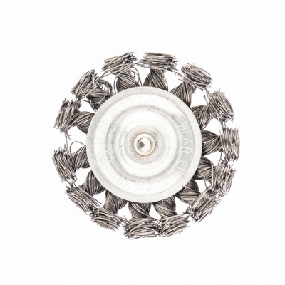 Щетка для дрели, 75 мм, плоская со шпилькой, крученая металлическая проволока 0.5 мм Сибртех по ценам производителя в Краснодаре с доставкой по всей России