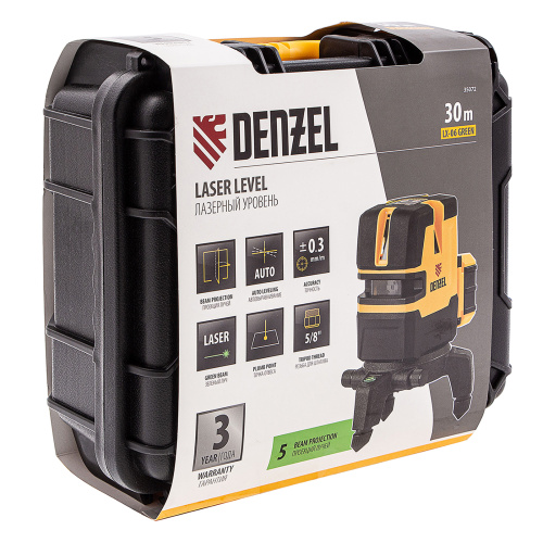 Лазерный уровень LX 06 Green, 30 м, 520 нм, аккумулятор Li 5200 mAh, резьба 5/8" Denzel по ценам производителя в Краснодаре с доставкой по всей России