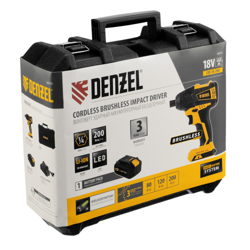 Винтоверт ударный аккумуляторный бесщет CID-IB-200 18В Li-Ion Denzel по ценам производителя в Краснодаре с доставкой по всей России