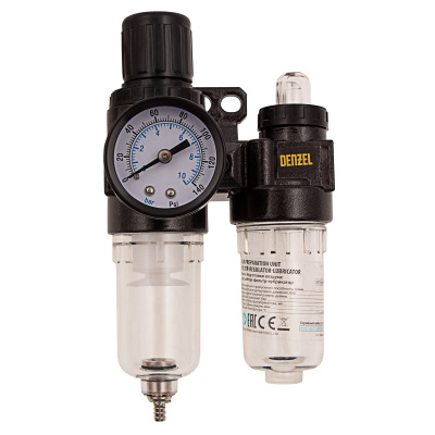 Блок подготовки воздуха регулятор-фильтр-лубрикатор FLR1500, 10 бар, 1500 л/мин, 1/4" Denzel по ценам производителя в Краснодаре с доставкой по всей России