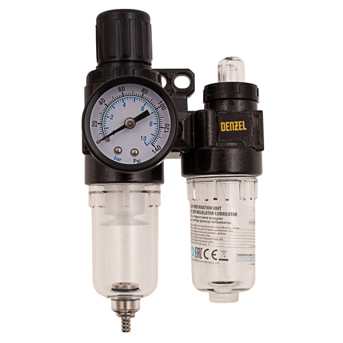Блок подготовки воздуха регулятор-фильтр-лубрикатор FLR1500, 10 бар, 1500 л/мин, 1/4" Denzel по ценам производителя в Краснодаре с доставкой по всей России