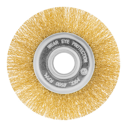 Щетка для УШМ, 125 мм, посадка 22.2 мм, плоская, латунированная витая проволока Matrix по ценам производителя в Краснодаре с доставкой по всей России