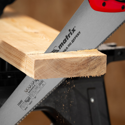 Ножовка по дереву, 500 мм, 7-8 TPI, зуб-3D, каленый зуб, двухкомпонентная рукоятка Matrix по ценам производителя в Краснодаре с доставкой по всей России