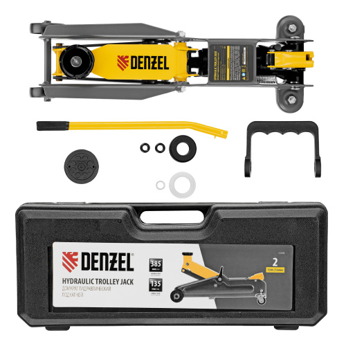 Домкрат гидравлический подкатной, 2 т, 135-385 мм, в пласт. кейсе Denzel по ценам производителя в Краснодаре с доставкой по всей России