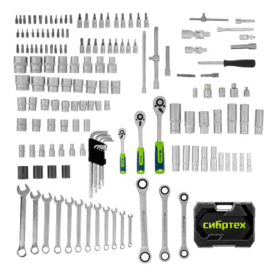 Набор инструментов, 1/2", 3/8", 1/4", пластиковый кейс 160 предм. Сибртех по ценам производителя в Краснодаре с доставкой по всей России