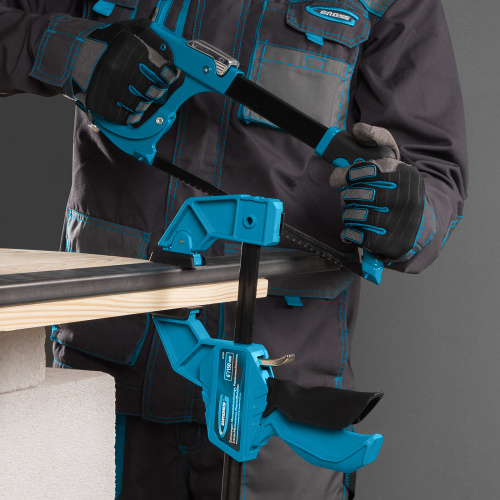 Струбцина реечная, быстрозажимная, пистолетного типа, пошаговый механизм, пластиковый корпус, 150 мм Gross по ценам производителя в Краснодаре с доставкой по всей России