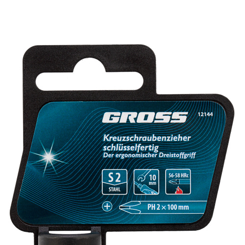 Отвертка PH2 x 100 мм, S2, трехкомпонентная ручка Gross по ценам производителя в Краснодаре с доставкой по всей России