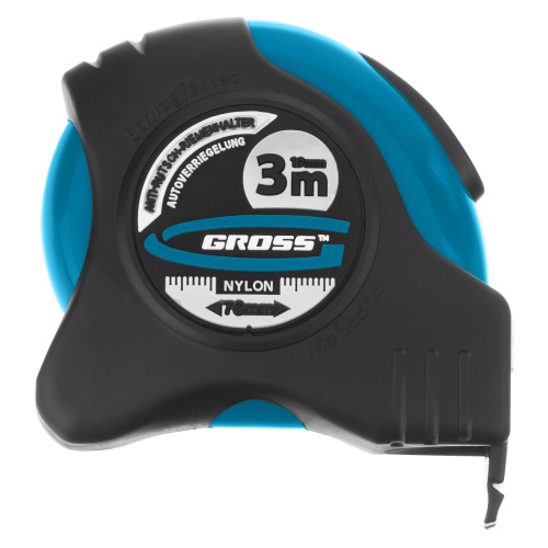 Рулетка "Schlagfest",3 м x 19 мм,магнитный обрезиненный зацеп,двусторонняя шкала,Нейлоновое покрытие,автоматическая фиксация Gross по ценам производителя в Краснодаре с доставкой по всей России