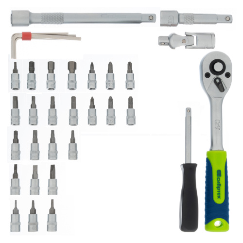 Набор инструментов, 1/4", пластиковый кейс 56 предметов Сибртех по ценам производителя в Краснодаре с доставкой по всей России