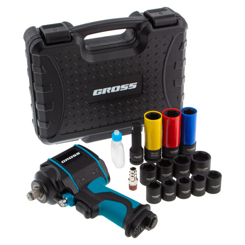 Гайковерт пневматический ударный G985K2, 1/2, 610Нм 9000 об/мин, с набором 17 предметов Gross по ценам производителя в Краснодаре с доставкой по всей России