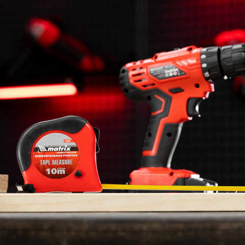 Рулетка Double fixation,10 м х 25 мм,обрезиненный корпус,двойная плавная фиксация Matrix по ценам производителя в Краснодаре с доставкой по всей России
