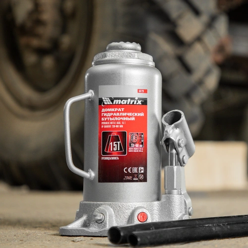 Домкрат гидравлический бутылочный, 15 т, высота подъема 230-460 мм Matrix по ценам производителя в Краснодаре с доставкой по всей России