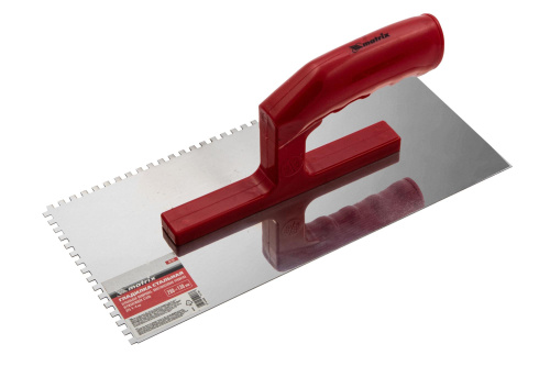 Гладилка из нержавеющей стали, 280 х 130 мм, зеркальная полировка, пластмассовая ручка, зуб 4 х 4 мм Matrix по ценам производителя в Краснодаре с доставкой по всей России