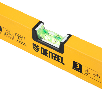 Уровень алюминиевый, магнит, фрезерованный, 3 глазка (1 зеркал.) 0,5 мм/м, 600 мм Denzel по ценам производителя в Краснодаре с доставкой по всей России