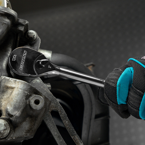 Ключ-трещотка 3/8", CrV, 120 зубьев, цельнометаллический, хром Gross по ценам производителя в Краснодаре с доставкой по всей России