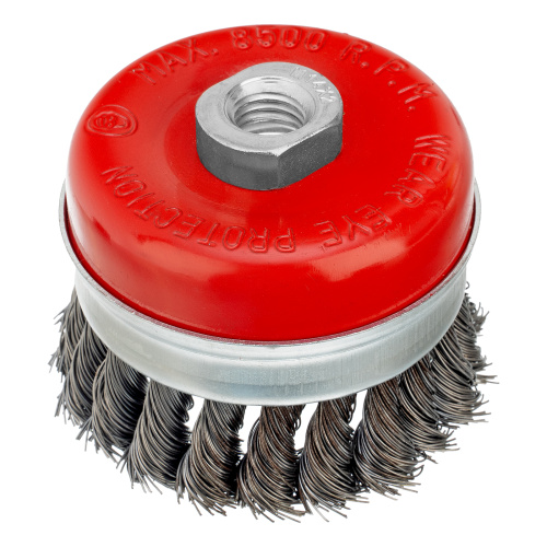 Щетка для УШМ Heavy Duty, 80 мм, М14, "чашка", крученая проволока 0.5 мм Matrix по ценам производителя в Краснодаре с доставкой по всей России