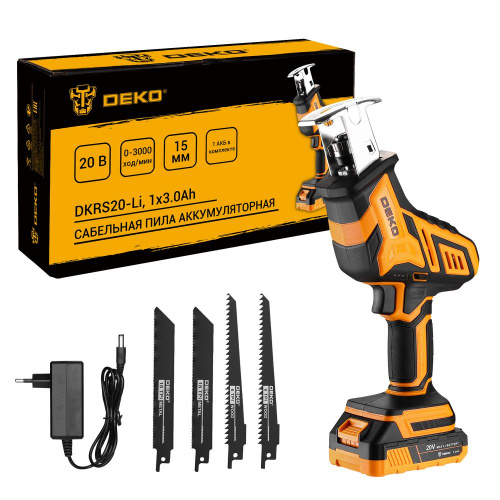 Сабельная пила аккумуляторная DEKO DKRS20-Li, 20В, 1x3.0Ач по ценам производителя в Краснодаре с доставкой по всей России