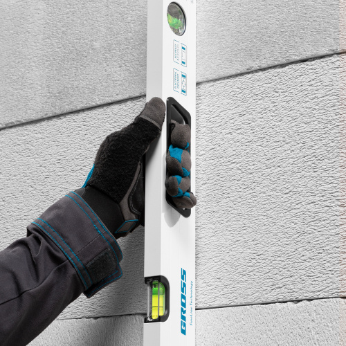 Уровень алюминиевый, 800 мм, усиленный, рукоятки, фрезерованный, 3 глазка, магнитный Gross по ценам производителя в Краснодаре с доставкой по всей России