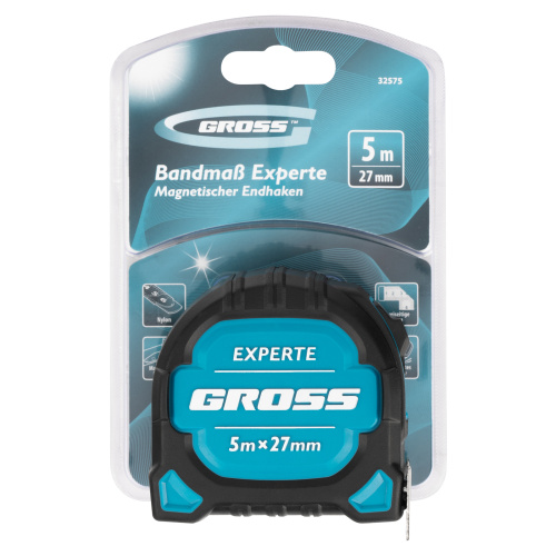 Рулетка Experte,5 м x 27 мм,двухкомпонентный корпус,магнит,двухсторонняя разметка,нейлон Gross по ценам производителя в Краснодаре с доставкой по всей России