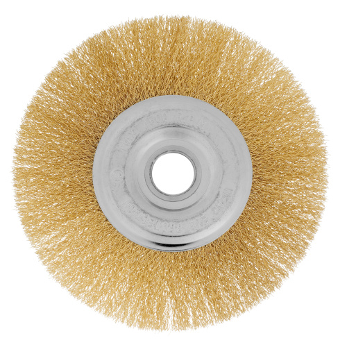 Щетка для УШМ, 175 мм, посадка 22.2 мм, плоская, латунированная витая проволока Matrix по ценам производителя в Краснодаре с доставкой по всей России