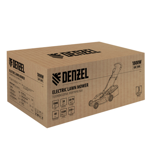 Газонокосилка электрическая GM-1800, 1800 Вт, шир. 38 см, 6 уров., травосб. 40 л. Denzel по ценам производителя в Краснодаре с доставкой по всей России