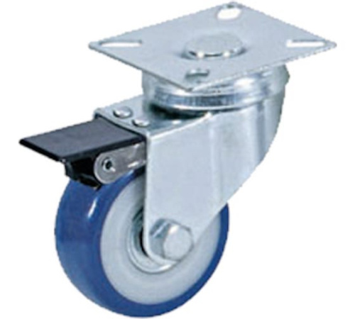 Колесо аппаратное поворотное SCvb 25 50 мм с тормозом (синяя резина) по ценам производителя в Краснодаре с доставкой по всей России