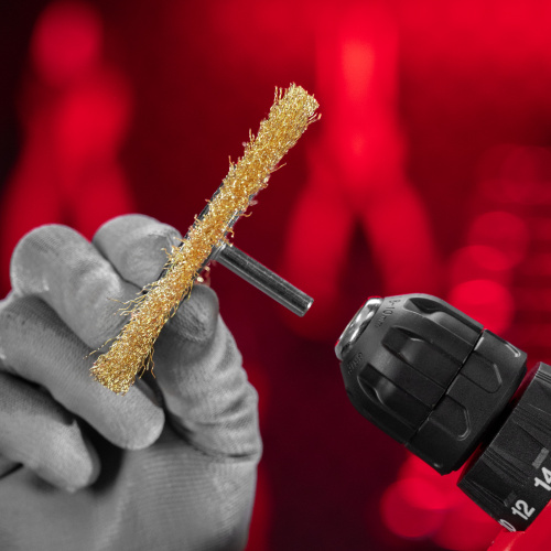 Щетка для дрели 100 мм, плоская со шпилькой, латунированная витая проволока Matrix по ценам производителя в Краснодаре с доставкой по всей России