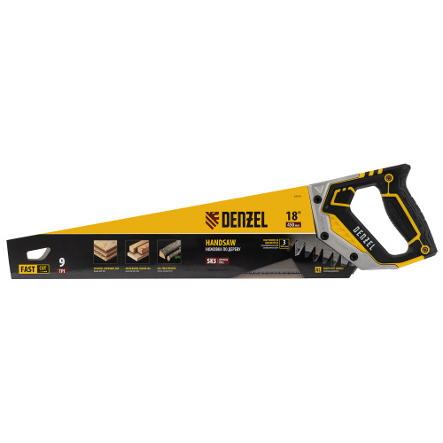 Ножовка по дереву, 450 мм, 9 TPI, зуб 3D, металлопластиковая рукоятка Denzel по ценам производителя в Краснодаре с доставкой по всей России