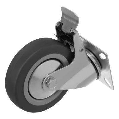 Колесо поворотное с тормозом D 100 мм, крепление  платформенное Сибртех по ценам производителя в Краснодаре с доставкой по всей России