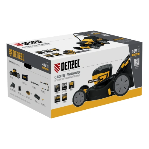 Газонокосилка аккумуляторная бесщет. DLM-460, 460 мм, травосб. 65 л., Li-Ion, 40 В Denzel по ценам производителя в Краснодаре с доставкой по всей России