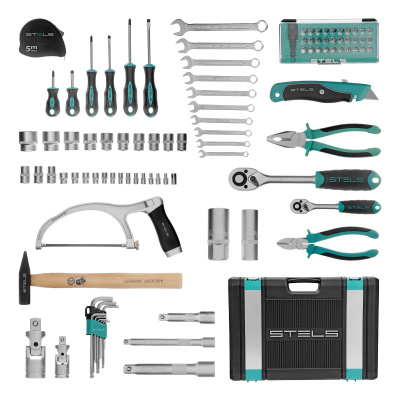 Набор инструментов, 1/2", 1/4", CrV, пластиковый кейс 98 предметов Stels по ценам производителя в Краснодаре с доставкой по всей России
