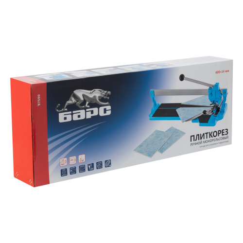 Плиткорез ручной монорельсовый 600 х 14 мм, ходовая каретка, 9/4 регулировка подшипников, литая станина Барс по ценам производителя в Краснодаре с доставкой по всей России