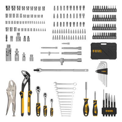 Набор инструментов, 1/2", 3/8", 1/4", CrV, S2, пластиковый кейс, 232 предмета Denzel по ценам производителя в Краснодаре с доставкой по всей России