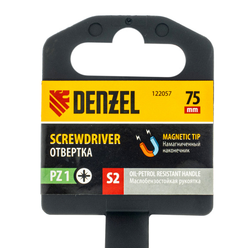 Отвертка, PZ1x75 мм, S2, 3к рукоятка Denzel по ценам производителя в Краснодаре с доставкой по всей России