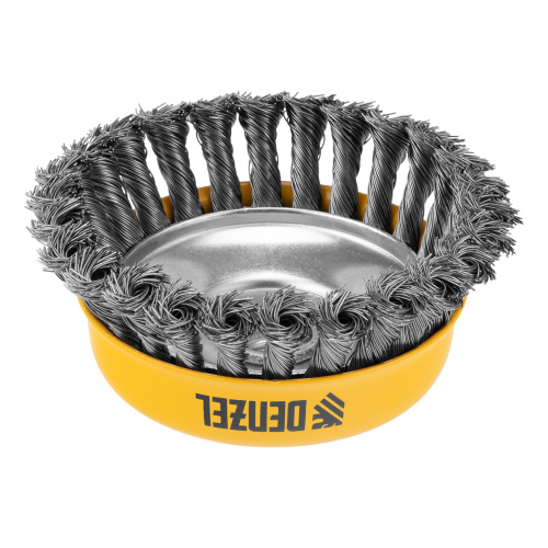 Щетка для УШМ, 125 мм, "Чашка", крученая нержавеющая проволока 0.5 мм, М14 Denzel по ценам производителя в Краснодаре с доставкой по всей России