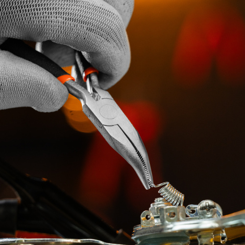 Длинногубцы изогнутые Mini, 130 мм, никелированные, авторазжим Sparta по ценам производителя в Краснодаре с доставкой по всей России