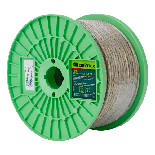 Трос металлополимерный прозрачный ПР-5.0, толщина 4.0 мм, катушка 100 метров Сибртех по ценам производителя в Краснодаре с доставкой по всей России