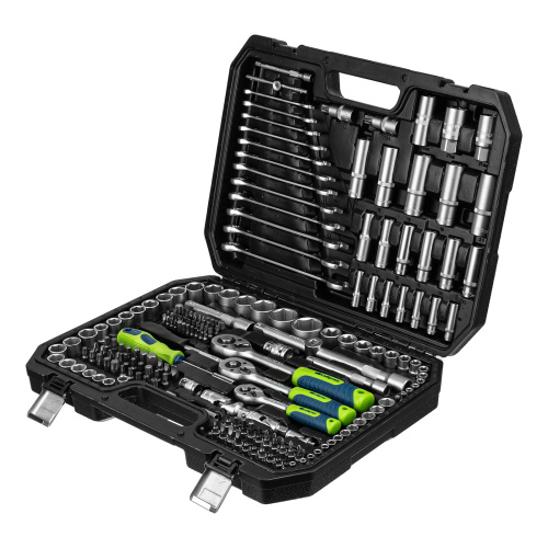 Набор инструментов, 1/2", 3/8", 1/4", пластиковый кейс 215 предм. Сибртех по ценам производителя в Краснодаре с доставкой по всей России