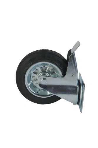 Колесо поворотное усиленное резина SRCB 80 200 мм с тормозом по ценам производителя в Краснодаре с доставкой по всей России