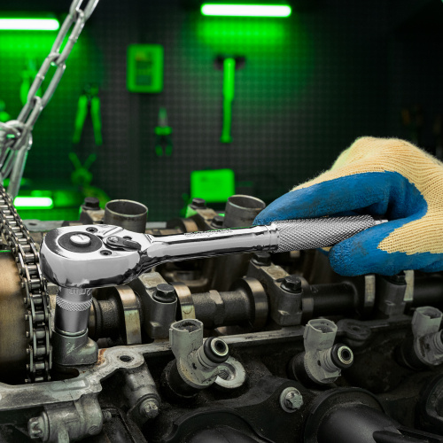 Ключ-трещотка 3/8", 45 зубьев, цельнометаллический, с быстрым сбросом, CrV, хром Сибртех по ценам производителя в Краснодаре с доставкой по всей России