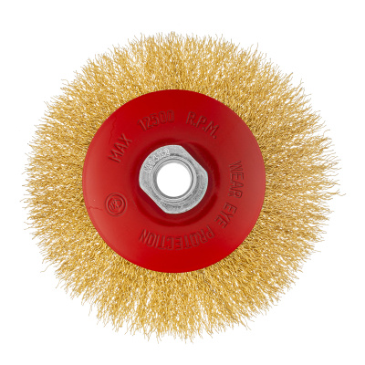 Щетка для УШМ, 125 мм, М14, "тарелка", латунированная витая проволока Matrix по ценам производителя в Краснодаре с доставкой по всей России